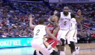 Ni así paran a Lillard: injustificable falta de Kendrick Perkins… ¡y tangana! (Vídeo)